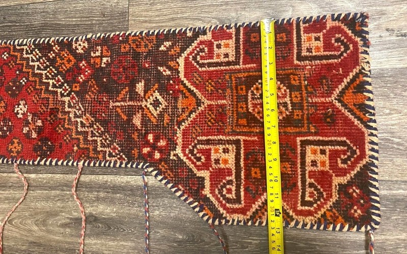 Shirvan Rug Altered To Wall Hanging Wool With Tassels 105" L x 9"-12' W gallery