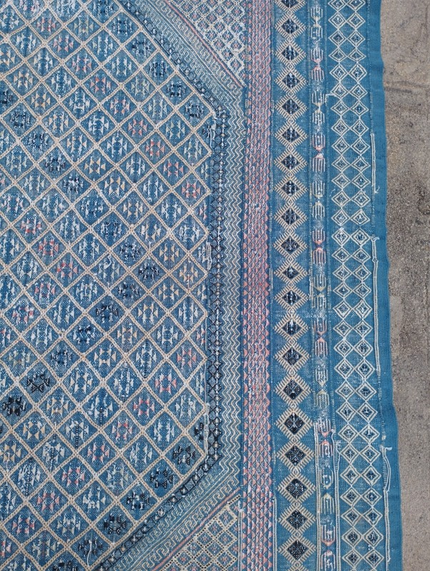 Antique Moroccan Geometric Motif Multicolor Wool Kilim Rug Carpet 284x181 cm gallery