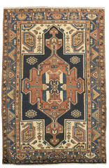 Refined 4×7 Vintage Medallion Rug in Deep Blue and Terracotta Heritage Elegance