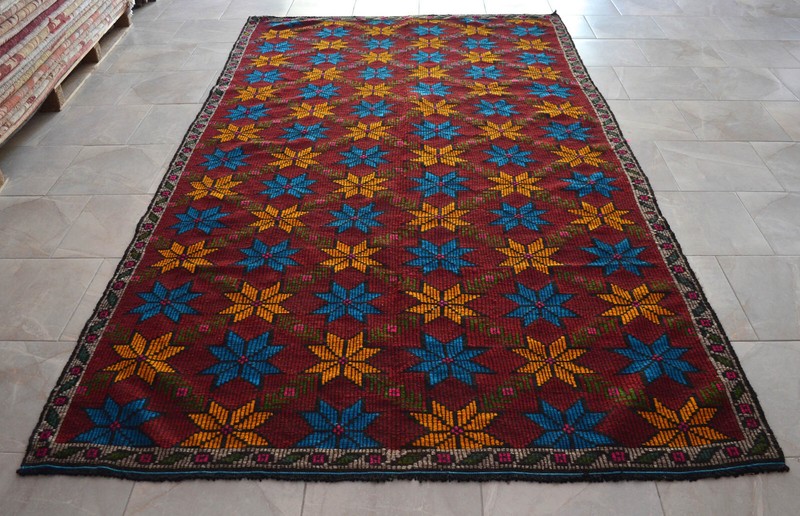 6x11 Rug Hand Made Turkish Rug Vintage Goat hair Kilim Rug Actual: 6' x 10' 8" gallery