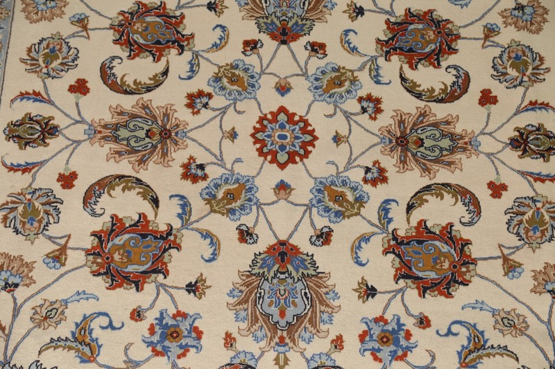Vegetable Dye Classic Area Rug 8x12 Hand-knotted Wool Ivory Floral Motifs Carpet gallery