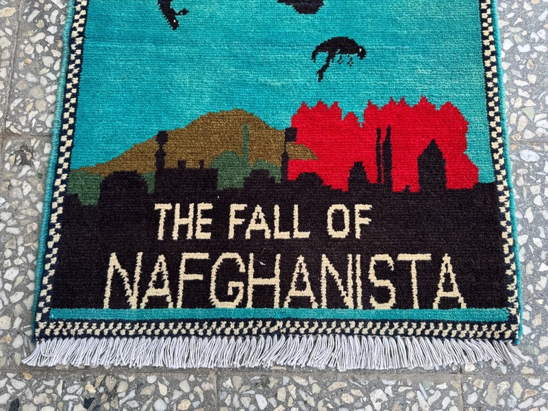2x3 Afghan Hand Knotted War Rug Fall of Kabul 2021 Wool Carpet New gallery