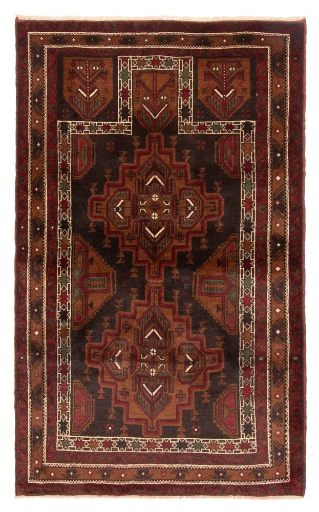 Vintage 3'2" x 5'1" Traditional Hand Knotted Vegetable Dye Wool Area Rug