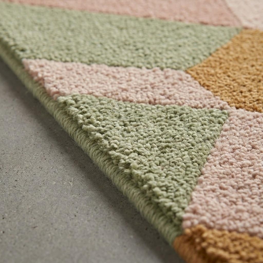Hand Tufted Wool Area Rug Geometric Pattern Mid Century Theme Carpet gallery