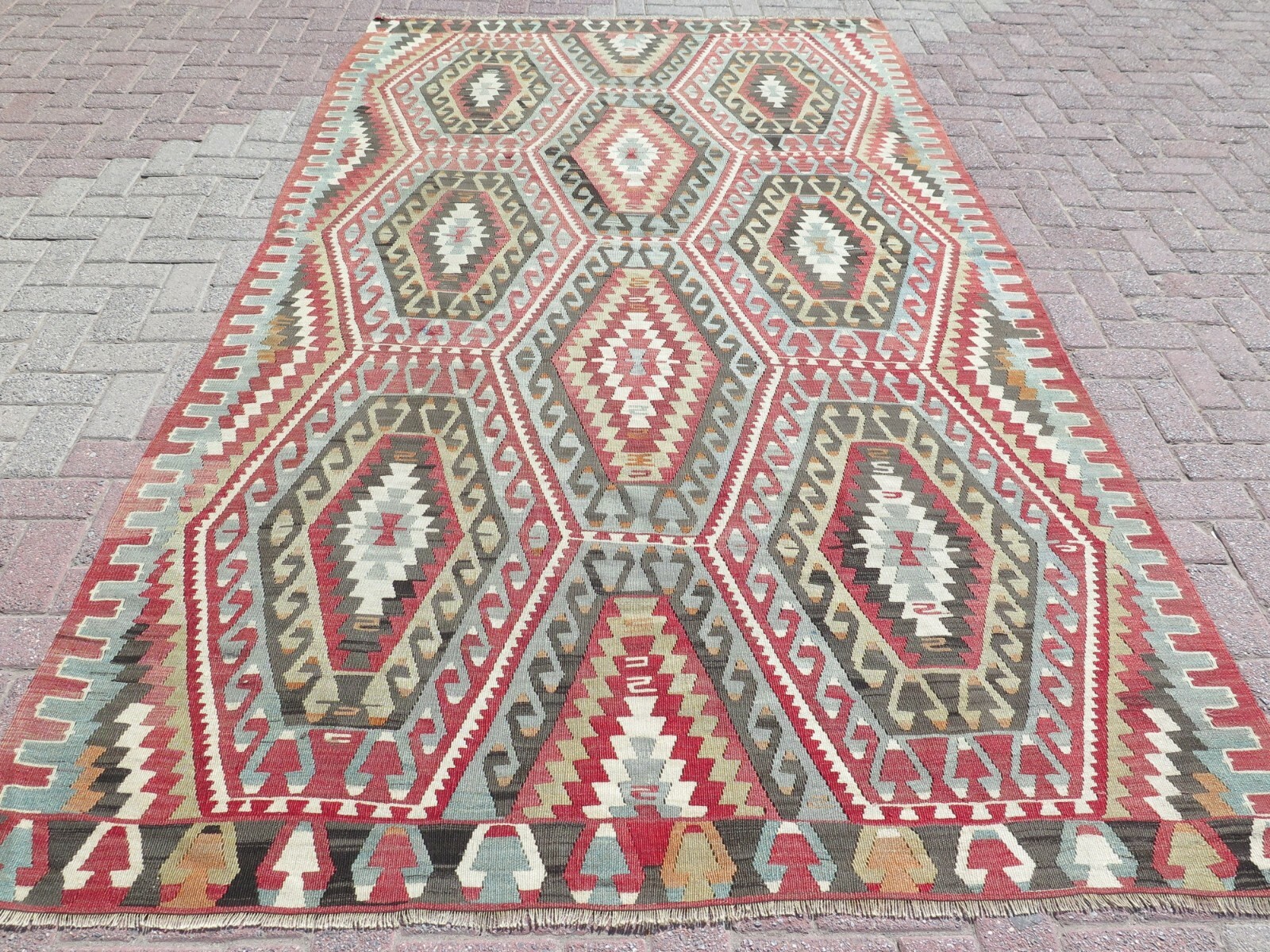 Vintage Turkish Esme Nomads Kilim Rug, Area Rug, Carpet, Kelim, Teppich 68"x120" gallery