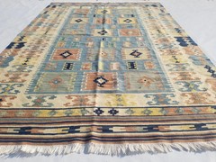 Vintage Traditional Handmade Turkish Anatolian Wool Multi Kilim Rug