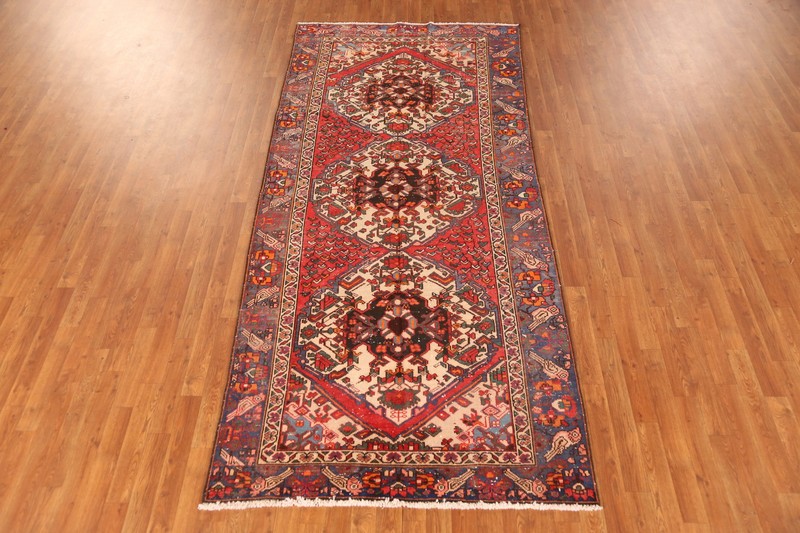 Bird Design Vintage Rust Wool 10 ft Runner Rug Hand-knotted Hallway Carpet 4x10 gallery