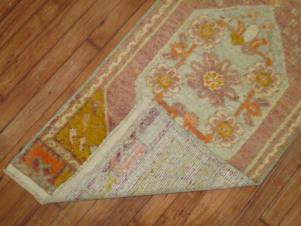 Vintage Turkish Oushak Ushak Rug Runner Size 1'11''x8'3''