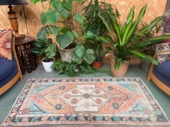 Shabby Turkish Oushak Rug 164×77 cm vintage carpet Ushak Region Medium