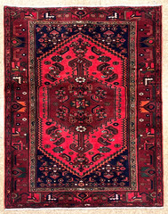 Vintage 5×7 Zanjan Hand Knotted Wool Oriental Area Rug Red Tribal Geometric Boho