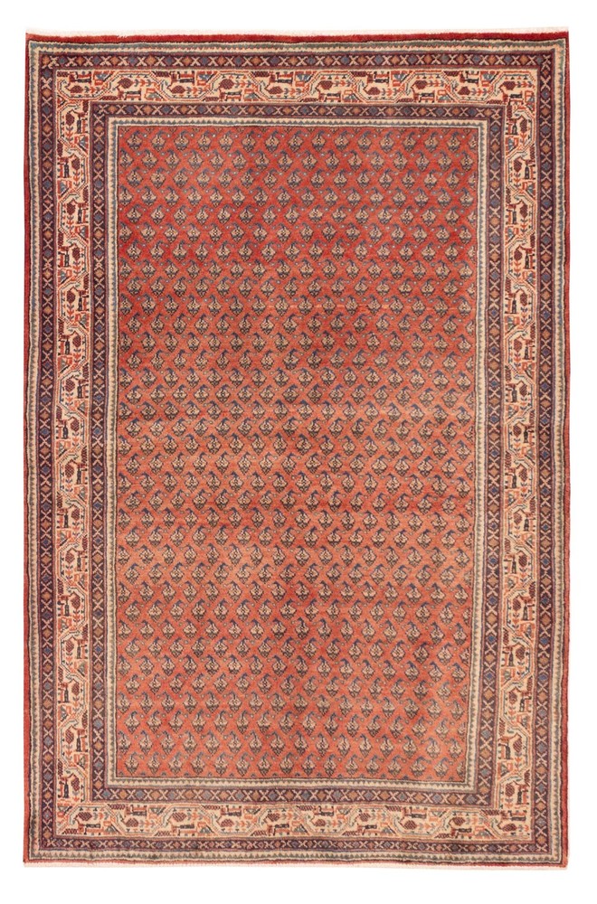 Vintage 4'4" x 6'10" Traditional Hand Knotted Vegetable Dye Wool Area Rug