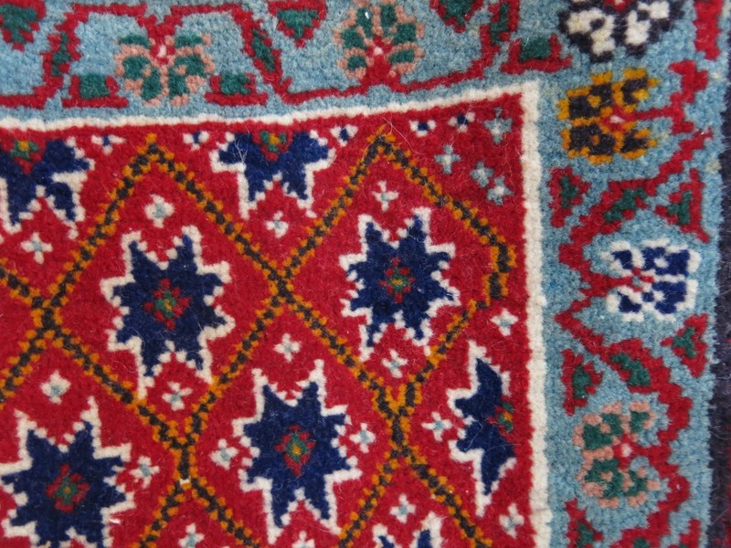 VINTAGE HAND KNOTTED TAPESTRY WOOL CARPET SALT BAG HANGING TASSELS gallery