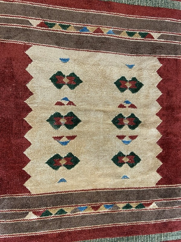 Vintage Turkish Kilim Rug 44”x27” Handwoven Wool Beautiful Colors Rust Tones gallery