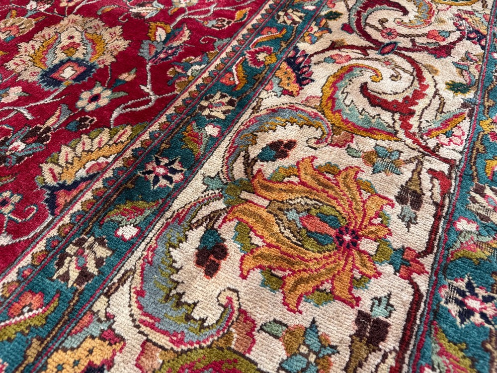 COLORFUL HANDMADE ANTIQUE RUG 10x13 fine old worn red green blue wool 9x12 10x14