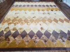 8′ 6″ X 11′ Handmade Chinese Tibetan Nepal Silk & Wool Rug Gold Brown Tan Beige