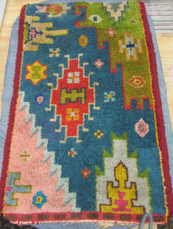 Vintage Scandinavian Rya Rug Wool Pile Sampler Mid Century Design 32" x 51" Rare gallery