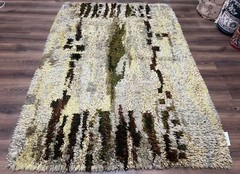 Swedish Shag Rug 5×8 Multicolor Abstract Mid Century Vintage Retro Carpet Soft