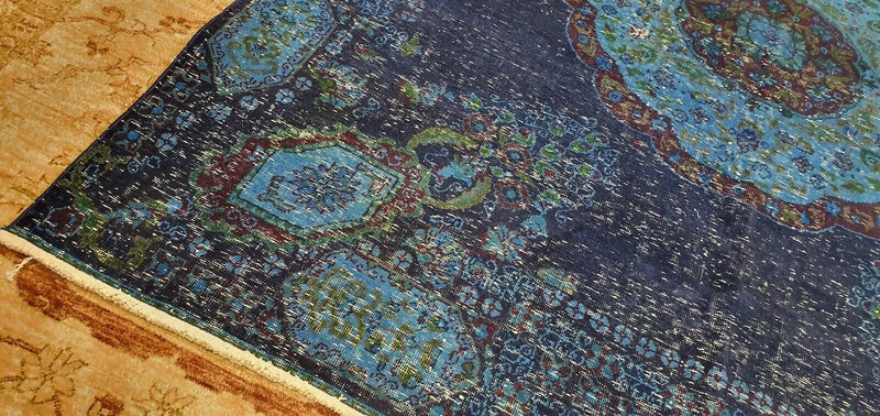 Stunning Antique Cr1900-1939s Indigo Blue Wool Pile Oushak Area Rug 6'10"x7'10" gallery