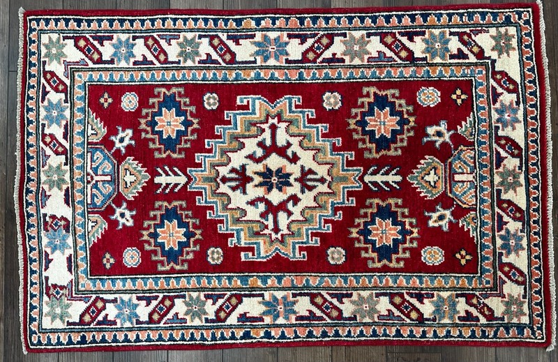 Bright & Colorful Fine Quality New Handmade Afghan Kazakh Accent Rug, 3'x4' gallery