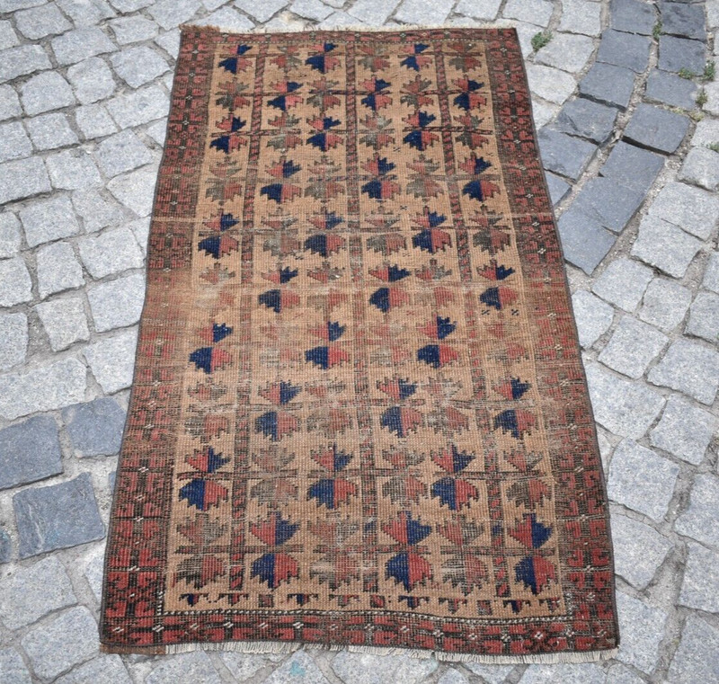 Fabulous Antique Camel Wool Tribal Rug 27'' x 50'' Collector's Item Tribal Rug gallery
