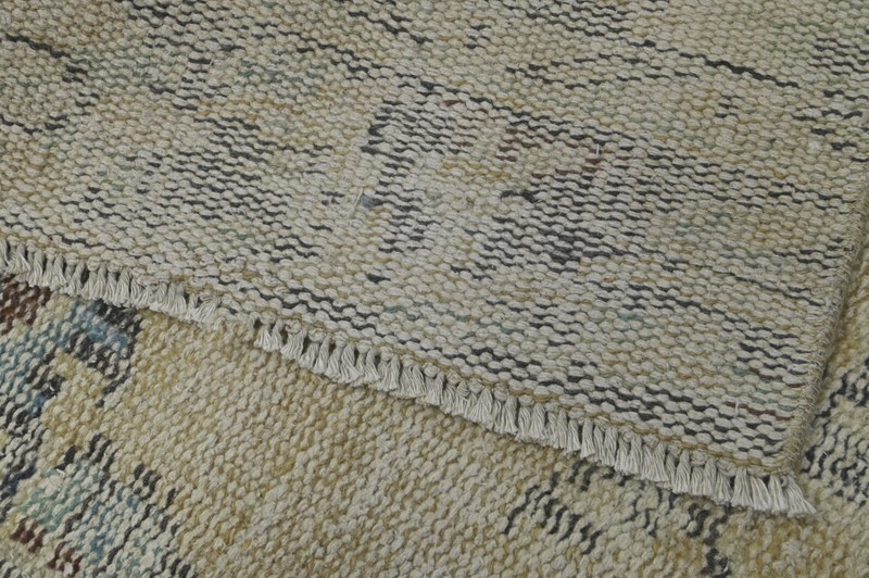 Vintage Turkish Runner Rug 2x9ft Wool Anatolian Handmade Hallway Oushak BEIGE gallery
