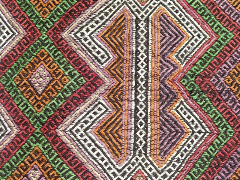 Vintage Turkish Kilim Rug, Handmade Wool Tribal Large Carpet Colorfull Rug 5x8ft gallery