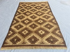 6’1×9’10 ft Vintage Afghan Kilim Flatweave Wool Multicolor Horizontal Stripe Rug