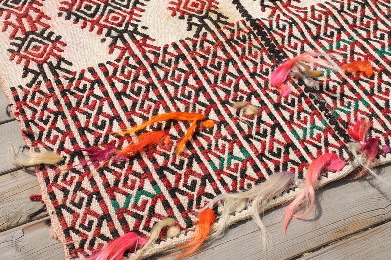 Turkish Rug 2x2 Woven Konya Decorative Cicim Wool Kilim 63x80cm Multi Color gallery