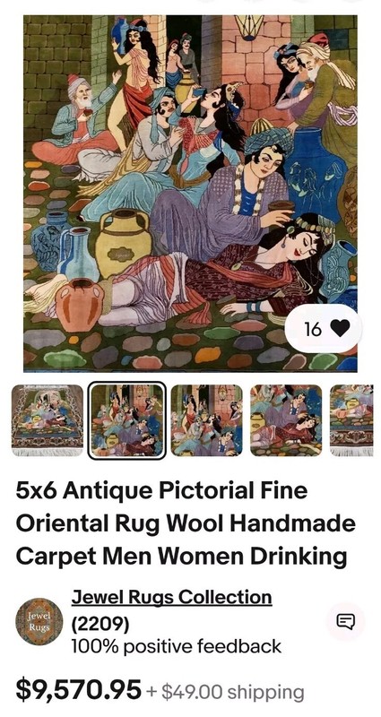 EXCEPTIONAL GENUINE "ROSTAMI" ORIENTAL PICTORIAL RUG FROM "FARSHCHIAN" PAINTING gallery
