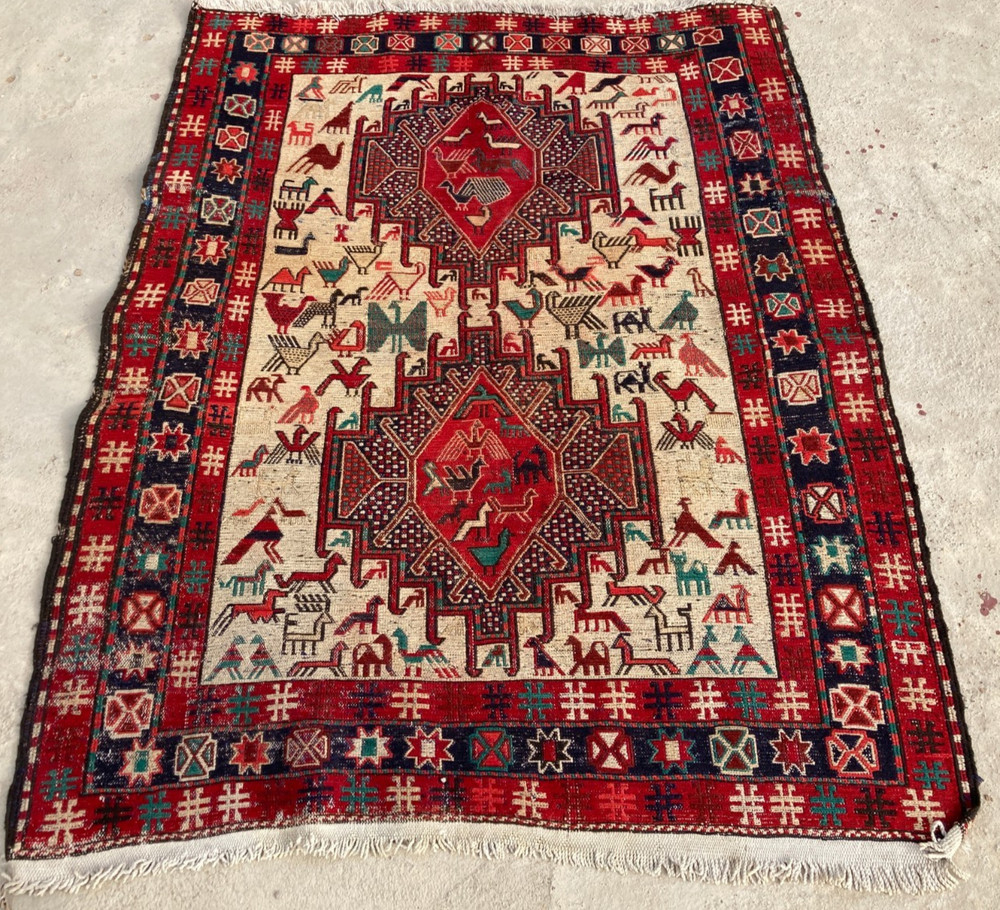Vintage Traditional Handmade Beautiful Turkish Kilim Floor Rug Carpet 143x110 cm