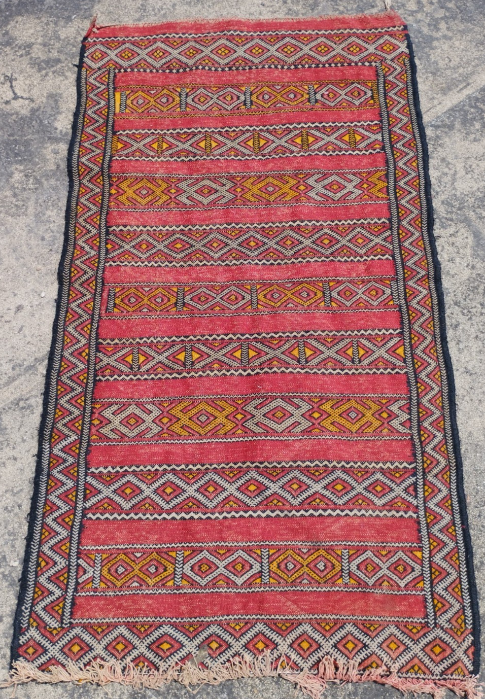 Vintage Traditional Oriental Turkish Multicolor Wool Kilim Rug Carpet 132x171 cm gallery
