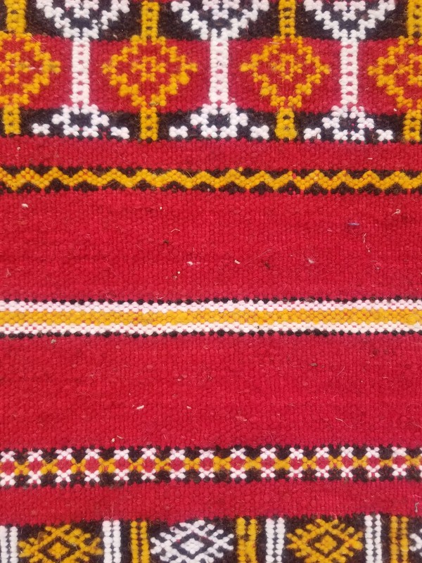 Vintage Traditional Handmade Moroccan Berber Wool Red Kilim 4.6x2.6ft gallery