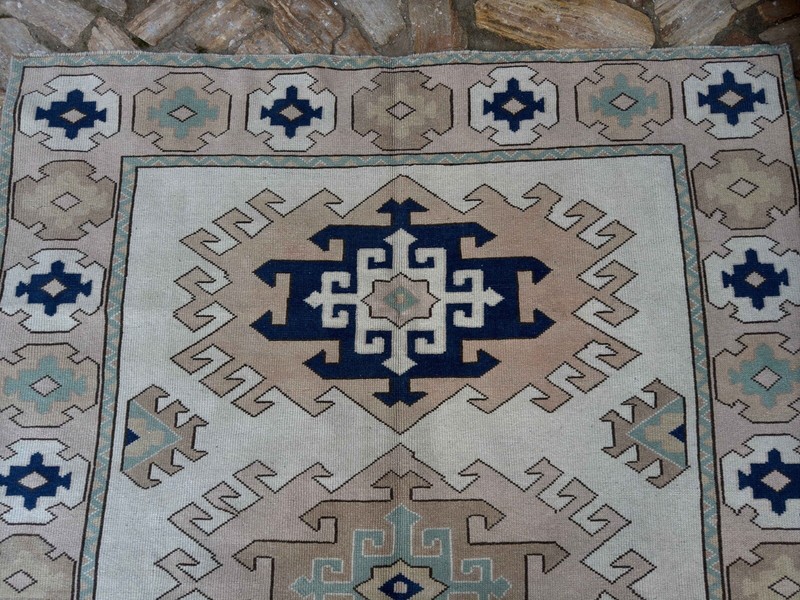 Hand-Knotted Bedroom Vintage Carpet 6x8 Blue Medium Wool and Wool Anatolian Rug gallery