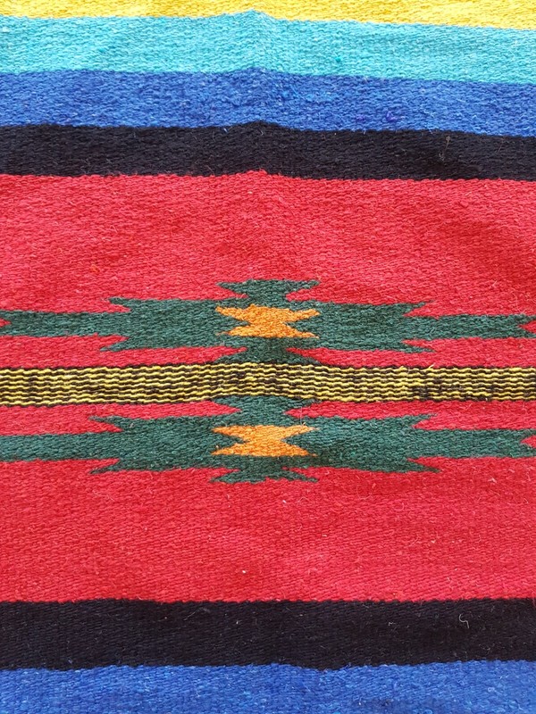 Vintage Handmade Traditional Mexico Striped Kilim Floor Rug Carpet 195x143 cm gallery