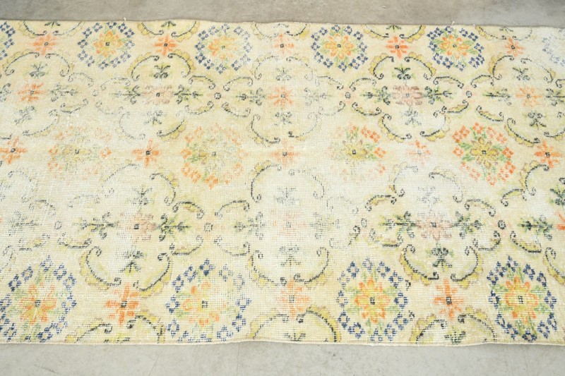 3x9 Turkish Antique Runner Rug Anatolian Hand-Knotted Vintage Oushak Carpet,116 gallery