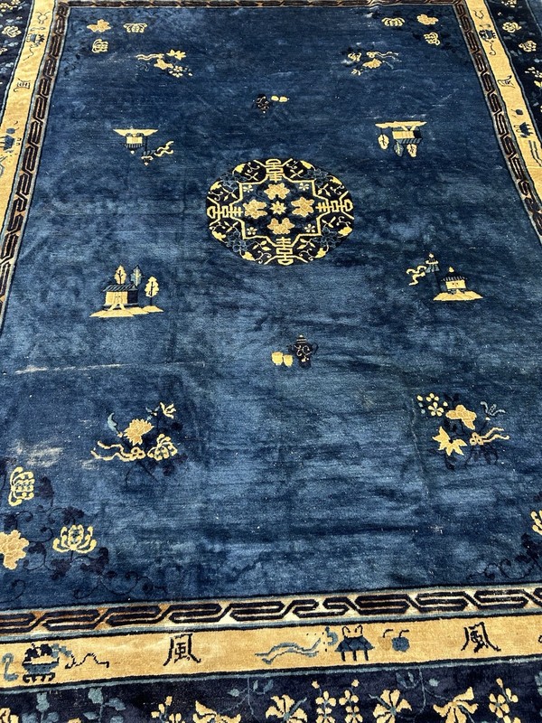 Antique Handmade Chinese Peking Carpet C. 1900 Remarkable Piece 11’11 X 12’9 gallery