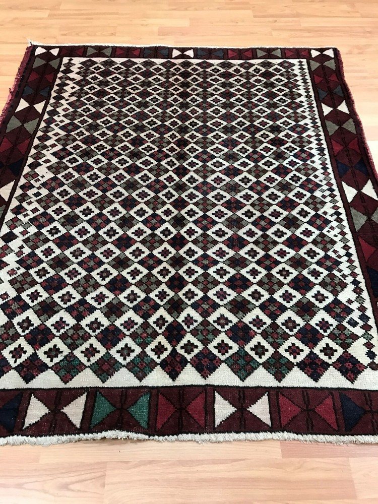 3'6" x 4'2" Antique Turkish Oriental Rug - 1930s - Hand Made 100% Wool