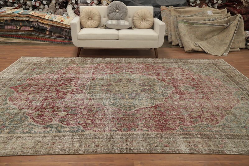 Distressed Antique Vegetable Dye Traditional Area Rug 9x12 ft Hand-knotted Wool gallery