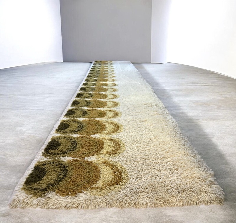 Vintage 1970’s Danish Scandinavian Wool Rya Shag Rug Runner 129”x27” Hallway gallery