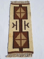 Vintage Handmade Traditional Geometric Beige Brown Kilim Rug Carpet 3.0×1.3ft