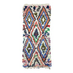 Moroccan Handmade Vintage Boucherouite 2’1″x5’3″ Berber Geometric Orange Carpet