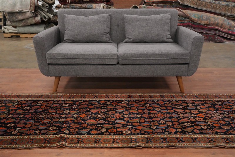 Antique Vegetable Dye Navy Blue Kork Wool Hand-made Narrow/ Long Runner Rug 3x18 gallery