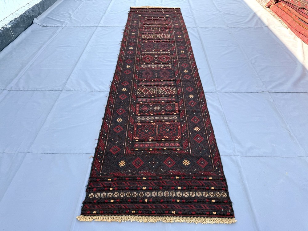 Fine Hand Woven Afghan Runner Rug 3x11 Vintage Persian Style Long Hallway Carpet
