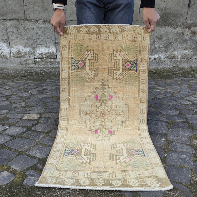 2x3 Turkish Vintage Small Rug 52 x 103 cm Bath Mat 1.71 x 3.38 ft gallery