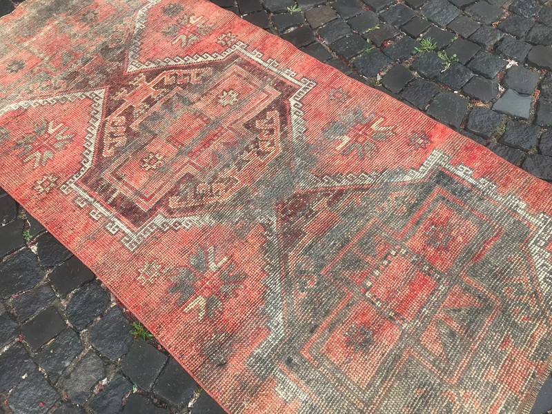 Runner Rug Turkish Runner Rug Oushak Runner Vintage Runner 7,57 X 3,47 Ft gallery