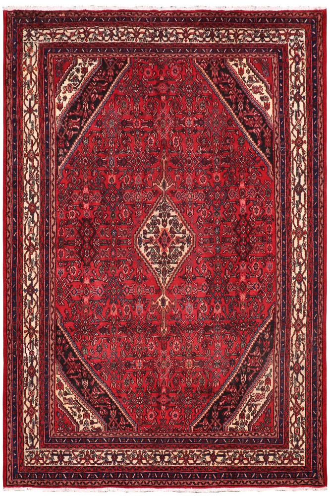 Hand-Knotted Wool Rug – 8'4" x 11'10" Red & Blue Traditional Medallion