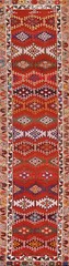 Vintage Geometric Silk Anatolian Turkish 13 ft Runner Rug Hand-made Carpet 3×13