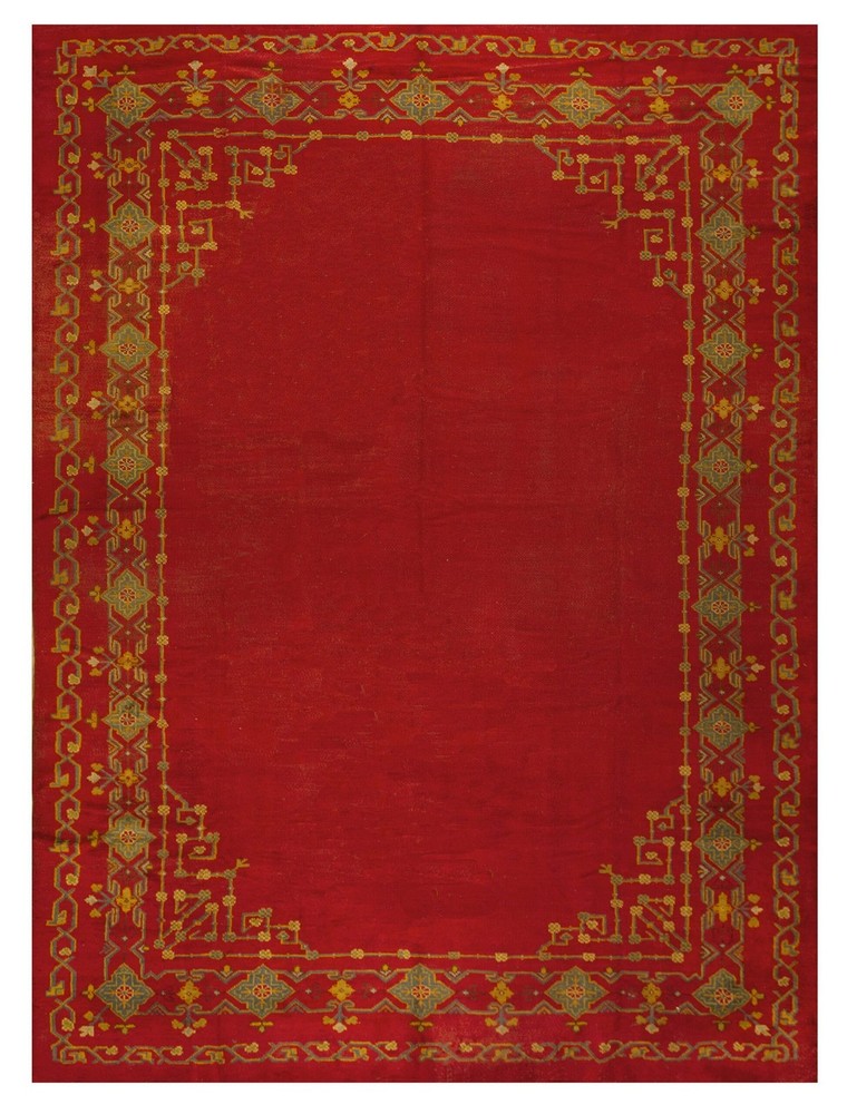 9'x13' Antique Open Color Red Field Turkish Oushak Room Size Wool Rug