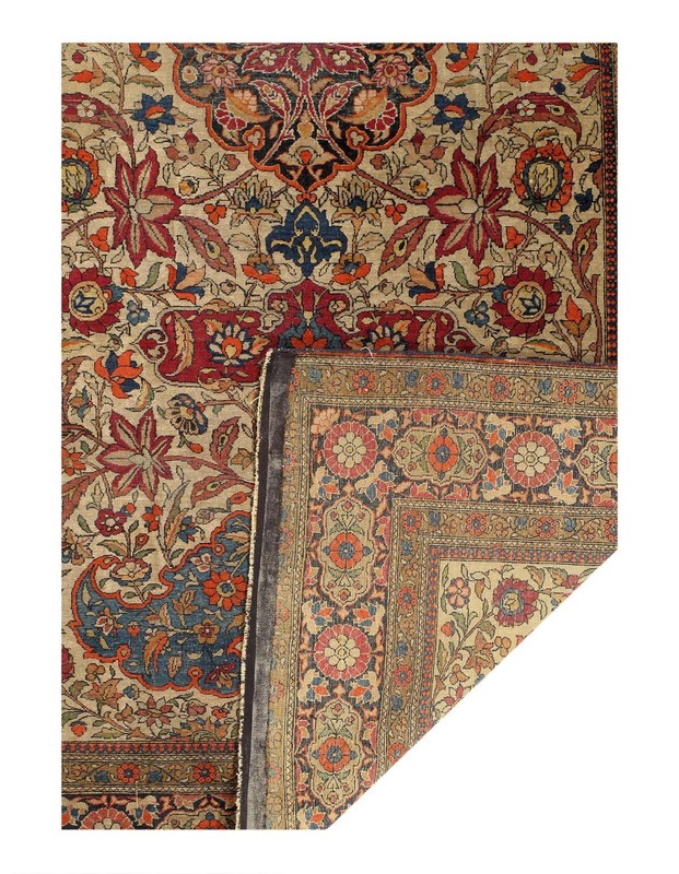 Beige Antique Hand-Knotted Wool Rug 4'4"x 6'7" gallery