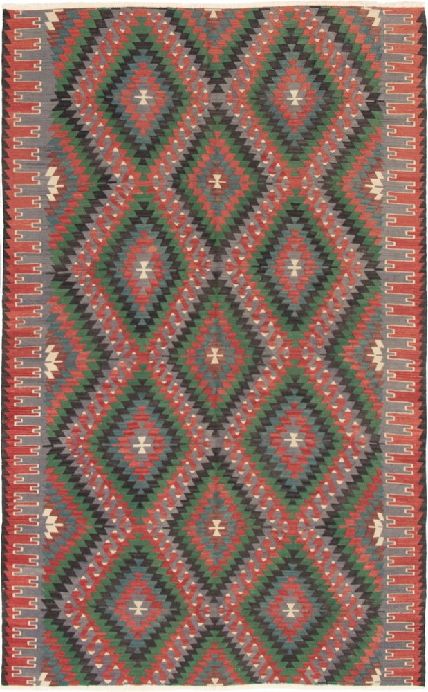 Vintage Hand Woven Area Rug 5'5" x 8'11" Traditional Wool Oriental Carpet
